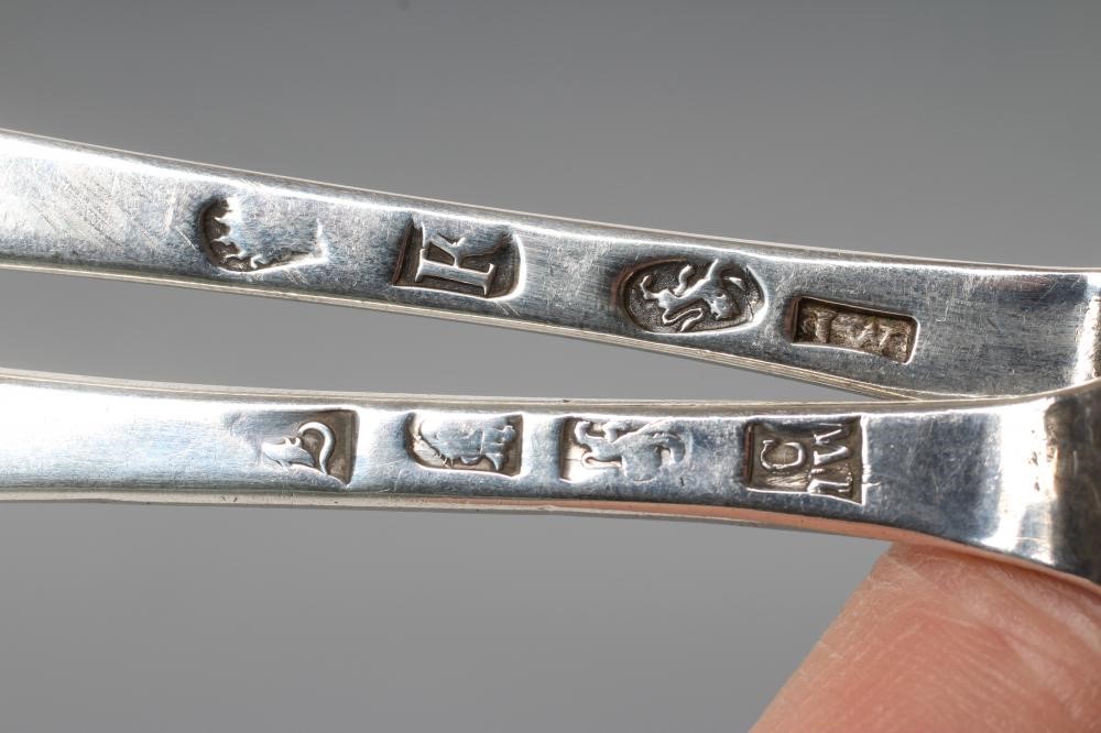 TWO GEORGE III SILVER FANCY BACK DESSERT SPOONS Image