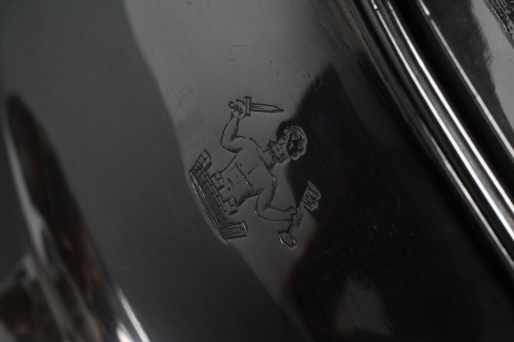 A PAIR OF GEORGE III SILVER SAUCE TUREENS AND COVERS Image