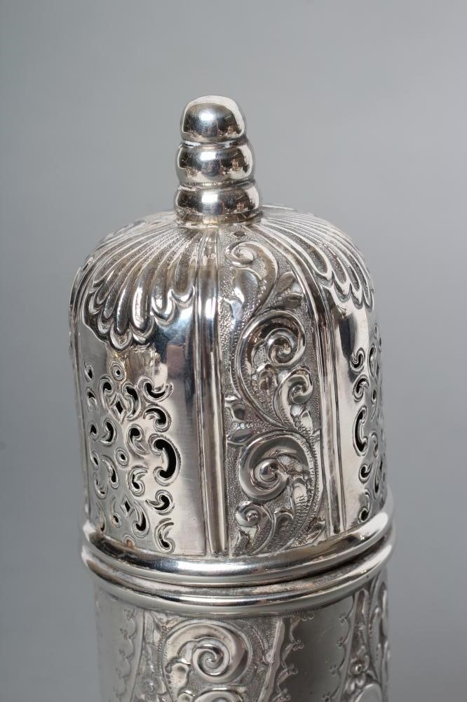 A LATE VICTORIAN SILVER LIGHTHOUSE SUGAR CASTER Image
