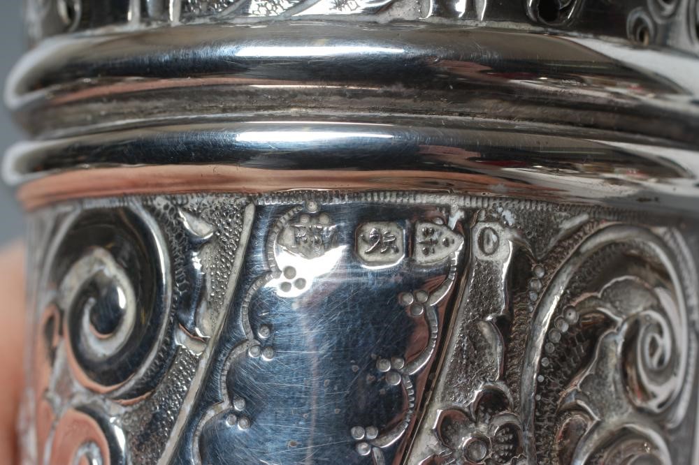 A LATE VICTORIAN SILVER LIGHTHOUSE SUGAR CASTER Image