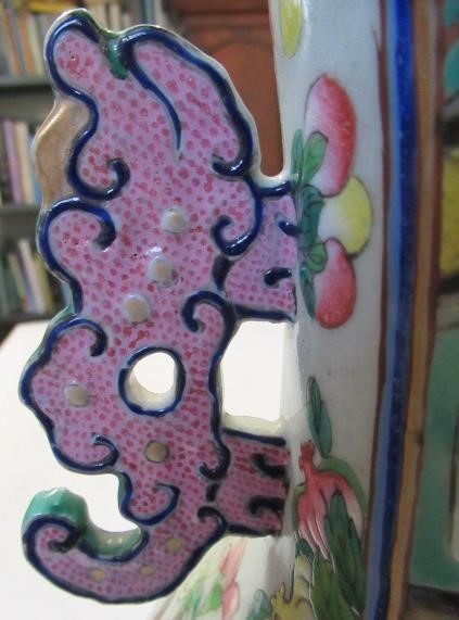 A LARGE PAIR OF CHINESE PORCELAIN ALCOVE VASES of baluster form with pierced lug handles Image