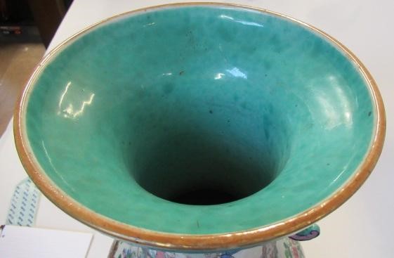 A LARGE PAIR OF CHINESE PORCELAIN ALCOVE VASES of baluster form with pierced lug handles Image