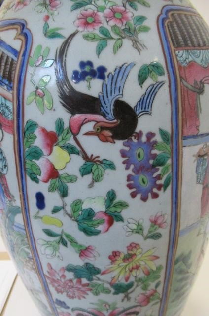 A LARGE PAIR OF CHINESE PORCELAIN ALCOVE VASES of baluster form with pierced lug handles Image