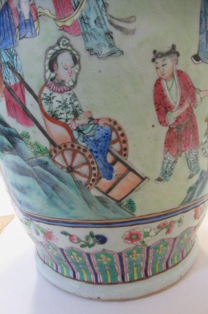 A LARGE PAIR OF CHINESE PORCELAIN ALCOVE VASES of baluster form with pierced lug handles Image
