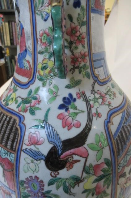 A LARGE PAIR OF CHINESE PORCELAIN ALCOVE VASES of baluster form with pierced lug handles Image