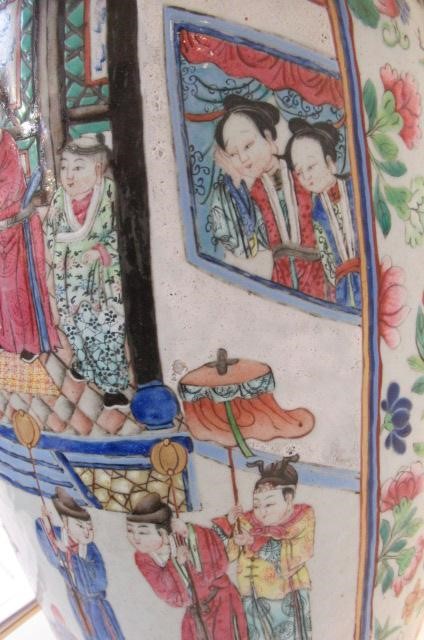 A LARGE PAIR OF CHINESE PORCELAIN ALCOVE VASES of baluster form with pierced lug handles Image