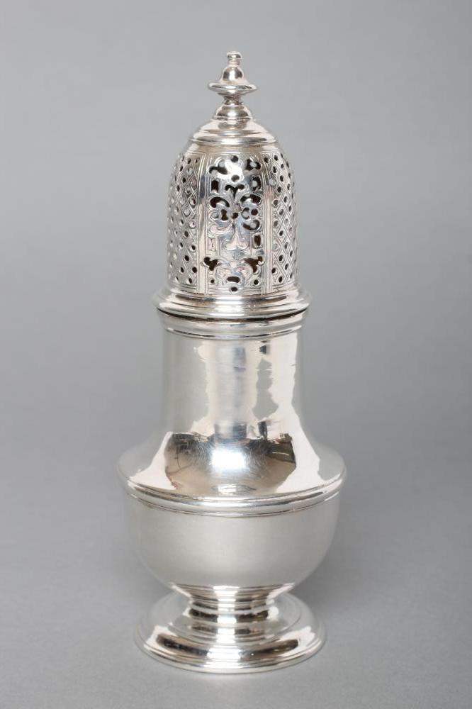A GEORGE III SILVER VASE SHAPED MUFFINEER Image