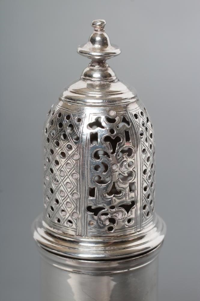 A GEORGE III SILVER VASE SHAPED MUFFINEER Image
