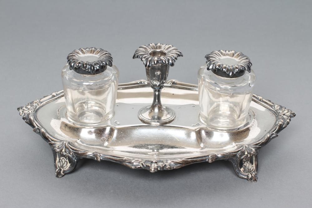 A VICTORIAN SILVER DESK STANDISH Image