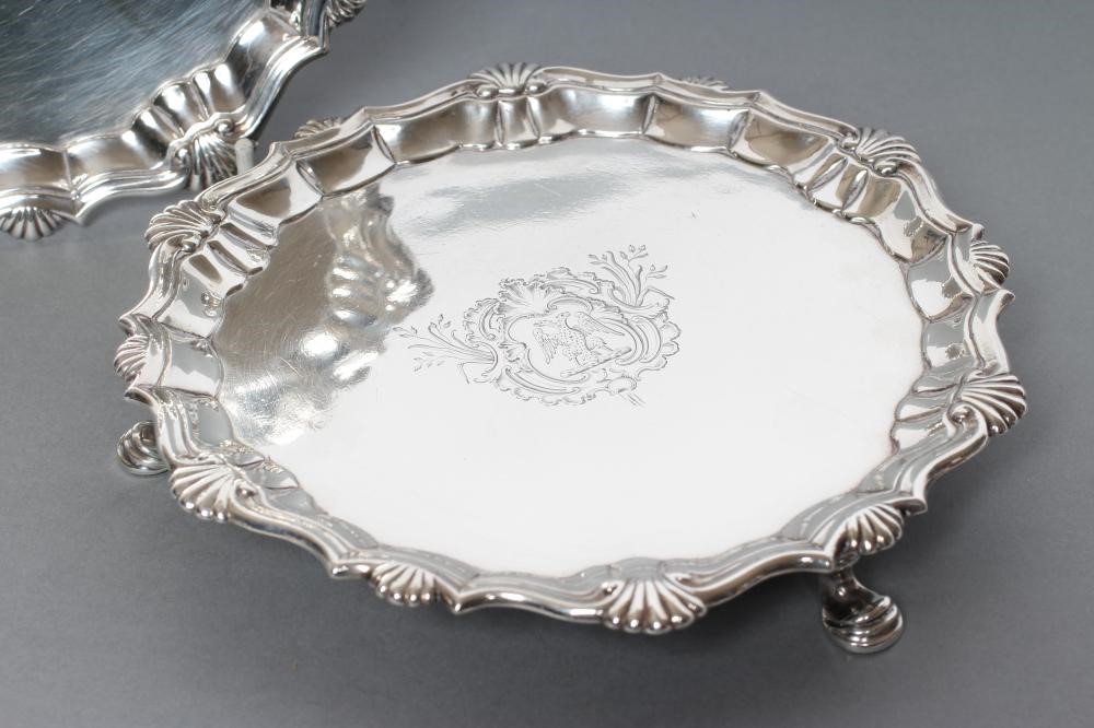 A PAIR OF GEORGE II SILVER WAITERS Image