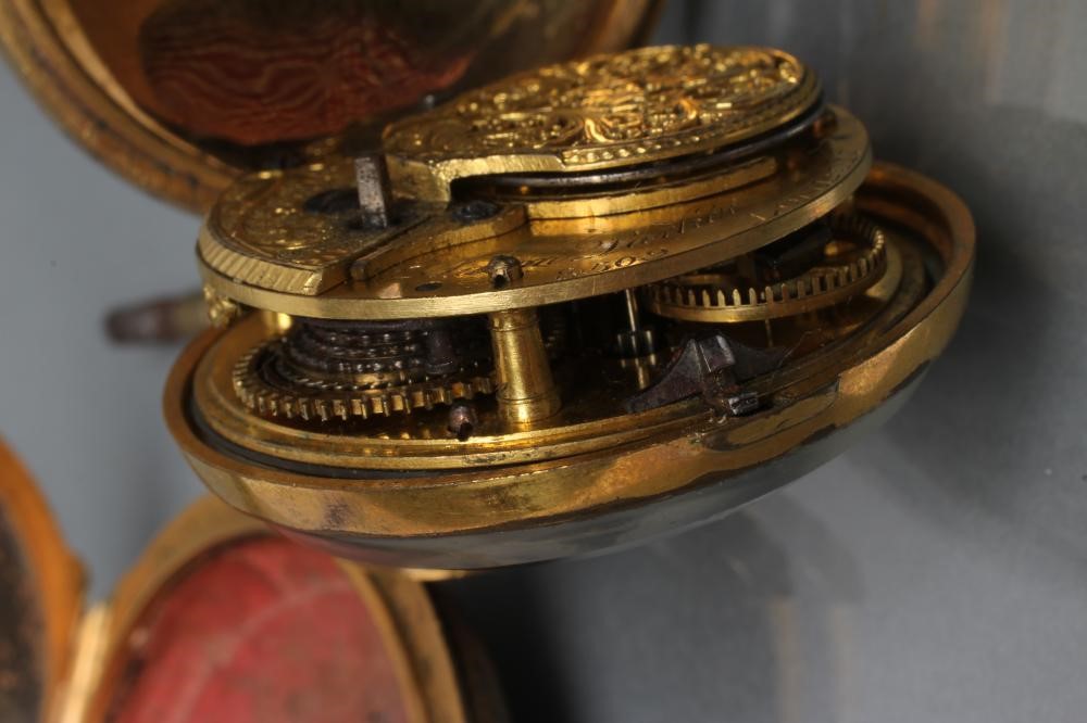 A GILT METAL PAIR CASED VERGE POCKET WATCH Image