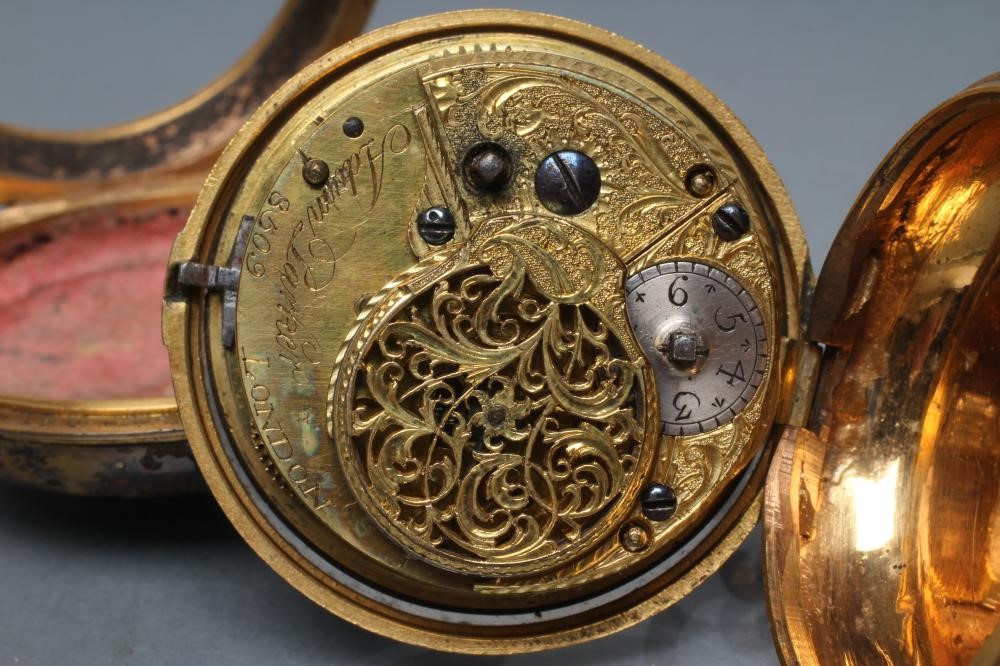 A GILT METAL PAIR CASED VERGE POCKET WATCH Image