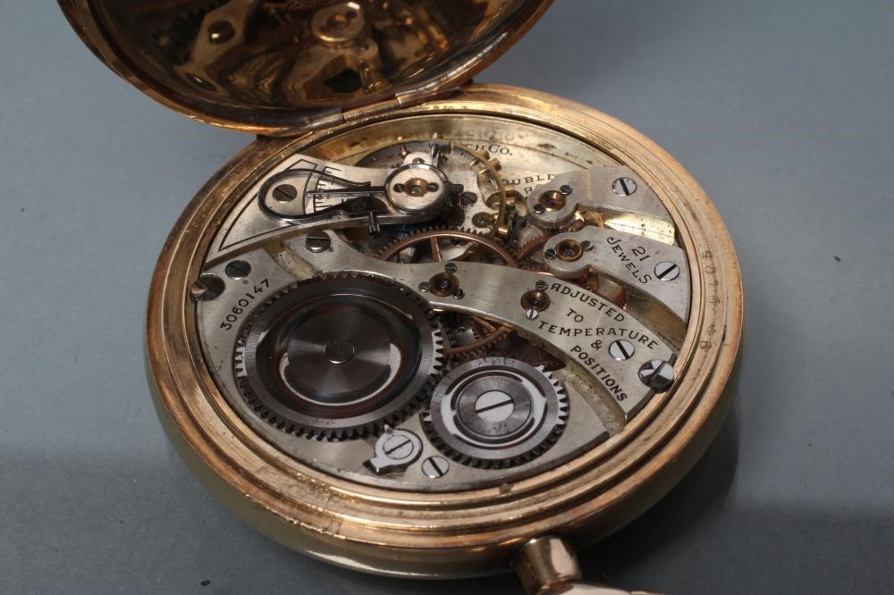 A BURLINGTON GOLD PLATED TOP WIND HUNTER POCKET WATCH Image