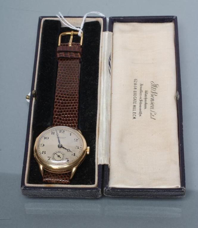 A GENTLEMAN'S 18CT GOLD J.W. BENSON WRISTWATCH Image