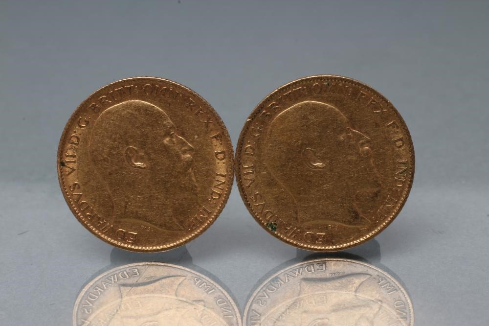 TWO EDWARD VII HALF SOVEREIGNS Image