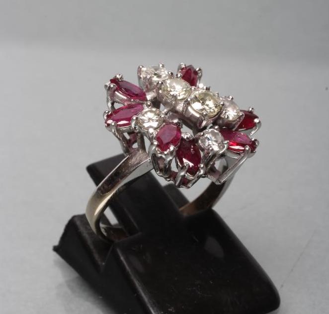 A RUBY AND DIAMOND CLUSTER RING Image
