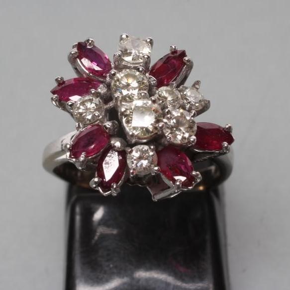 A RUBY AND DIAMOND CLUSTER RING Image