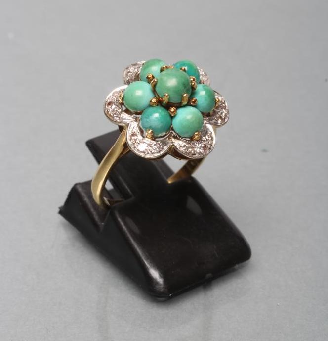 A TURQUOISE CLUSTER RING Image