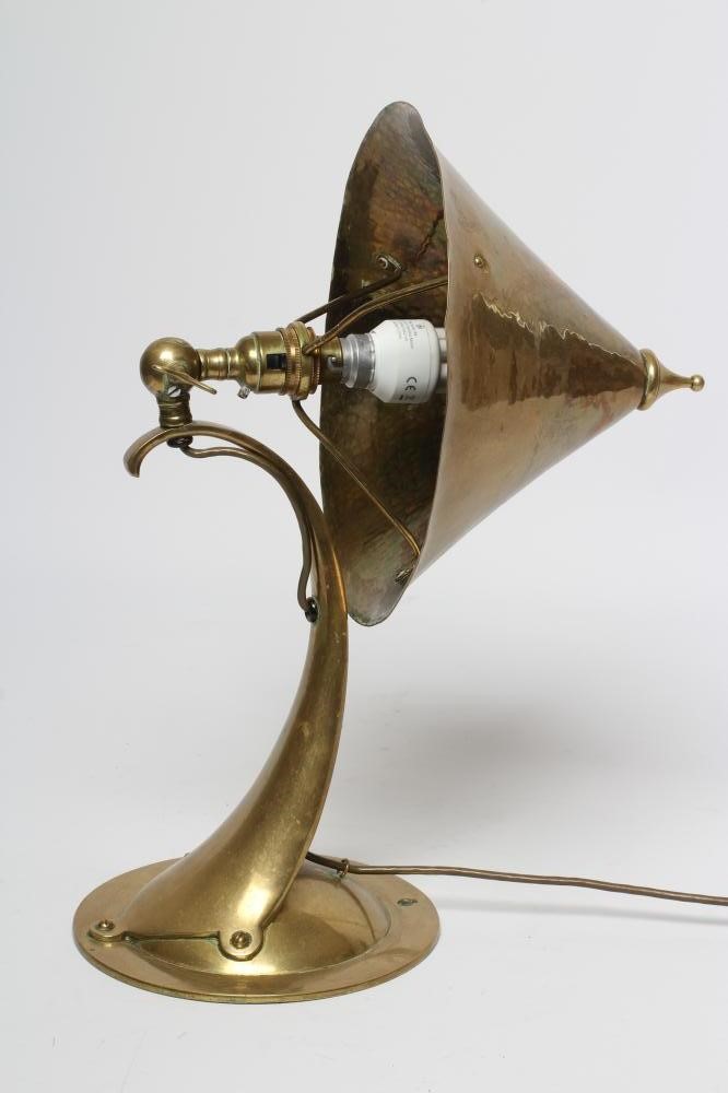 AN ARTS AND CRAFTS STYLE BRASS TABLE LAMP Image