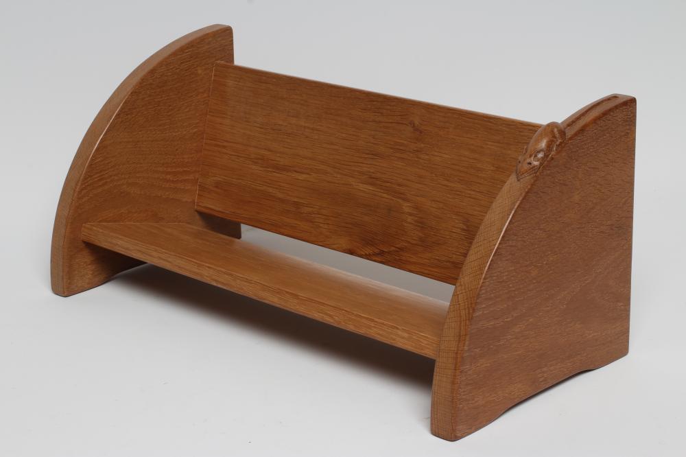 A ROBERT THOMPSON ADZED OAK BOOK TROUGH Image