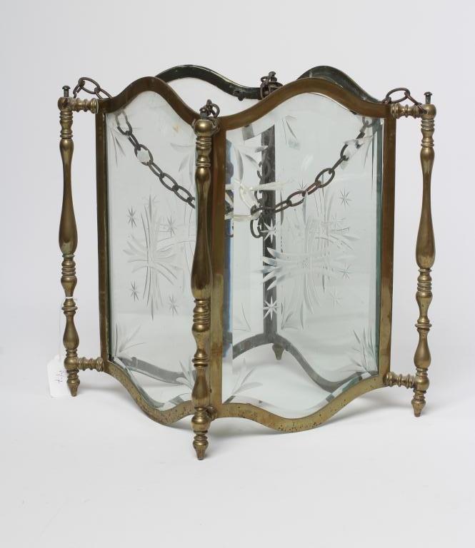 A BRASS HALL LANTERN Image