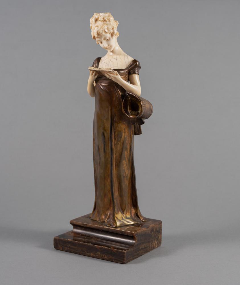 AFTER GEORGES VAN DER STRAETEN (Belgian 1856-1928) an Art Deco bronze and ivory figure cast as a Image