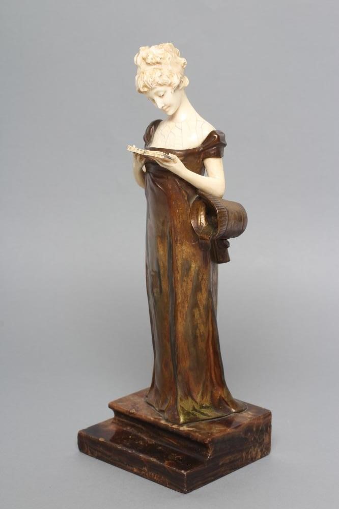 AFTER GEORGES VAN DER STRAETEN (Belgian 1856-1928) an Art Deco bronze and ivory figure cast as a Image