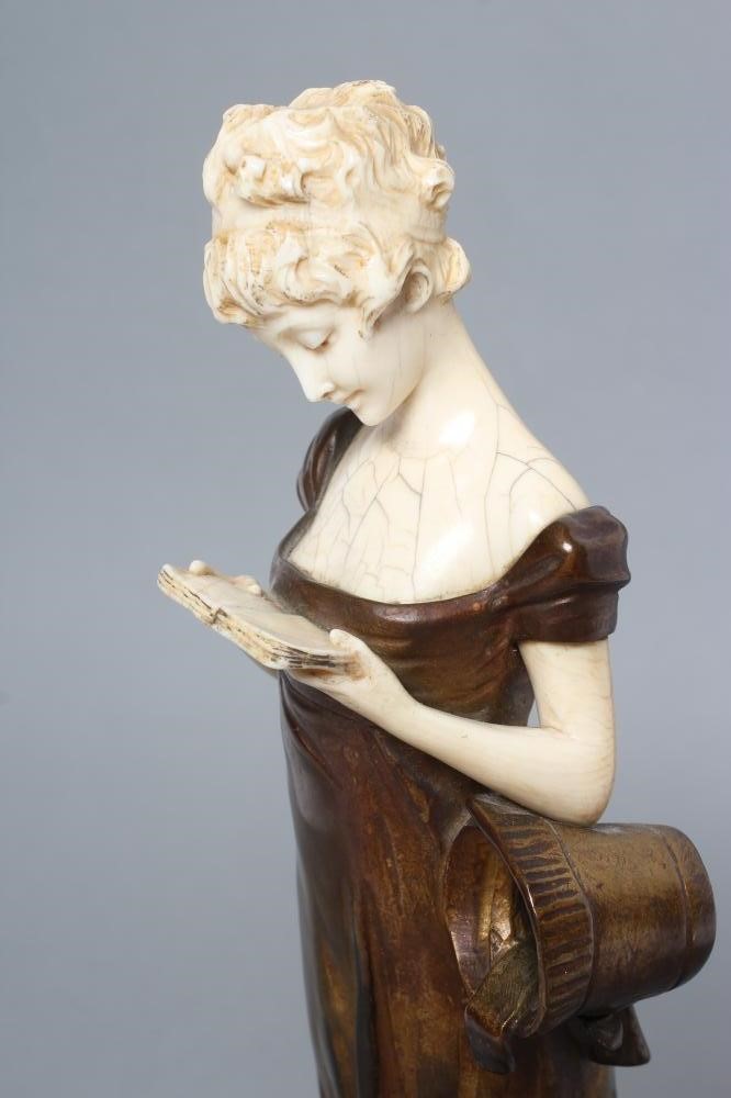 AFTER GEORGES VAN DER STRAETEN (Belgian 1856-1928) an Art Deco bronze and ivory figure cast as a Image