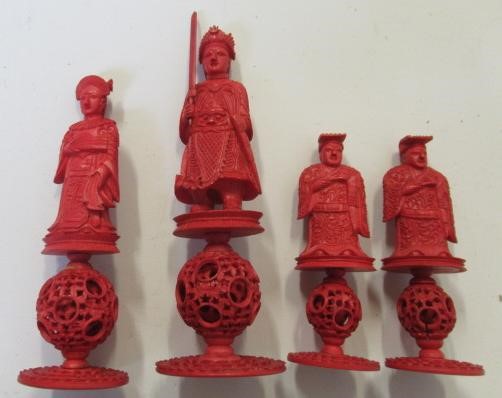 A COMPOSITE CHINESE IVORY PUZZLE BALL CHESS SET Image