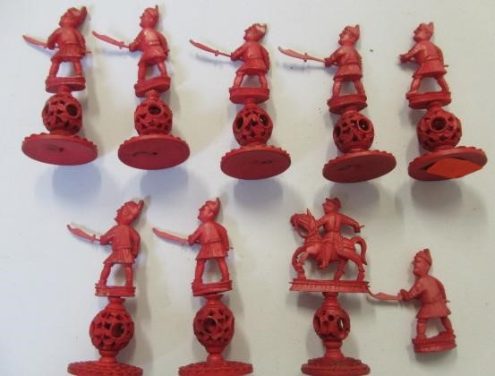 A COMPOSITE CHINESE IVORY PUZZLE BALL CHESS SET Image