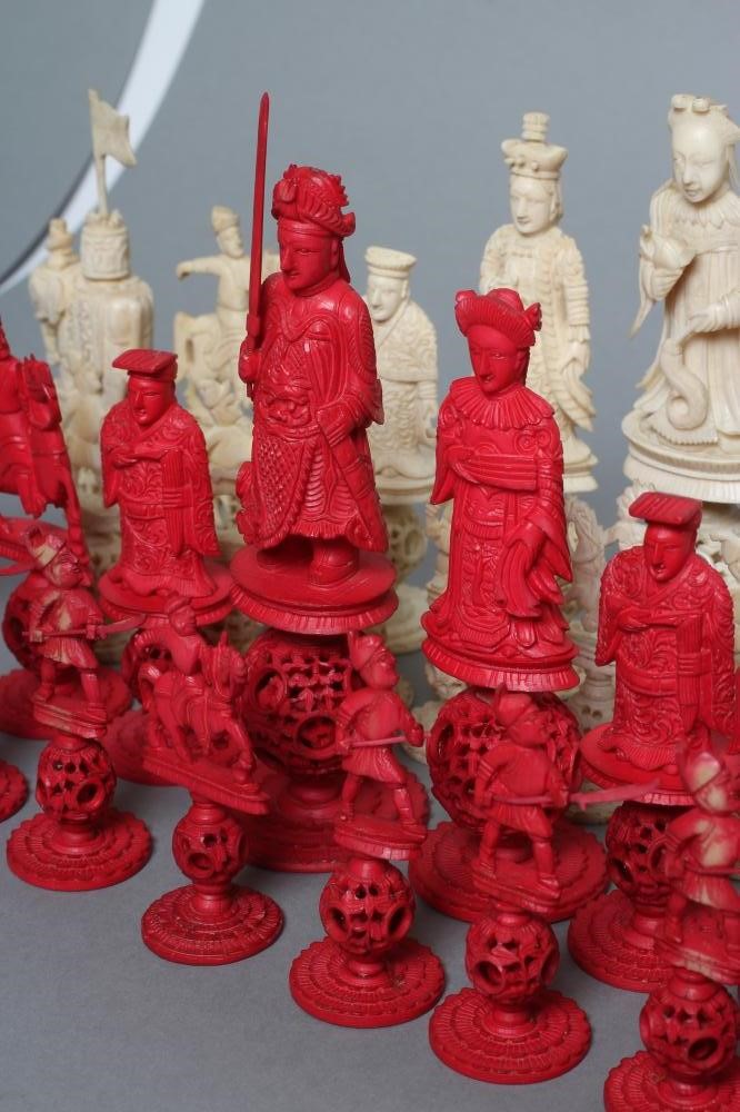 A COMPOSITE CHINESE IVORY PUZZLE BALL CHESS SET Image