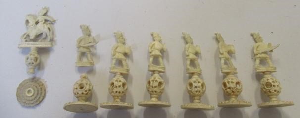 A COMPOSITE CHINESE IVORY PUZZLE BALL CHESS SET Image