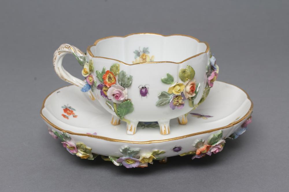 A MEISSEN PORCELAIN CABINET CUP AND SAUCER Image