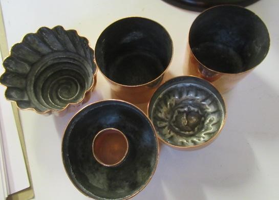 FIFTEEN SMALL VICTORIAN COPPER JELLY MOULDS including a shell Image