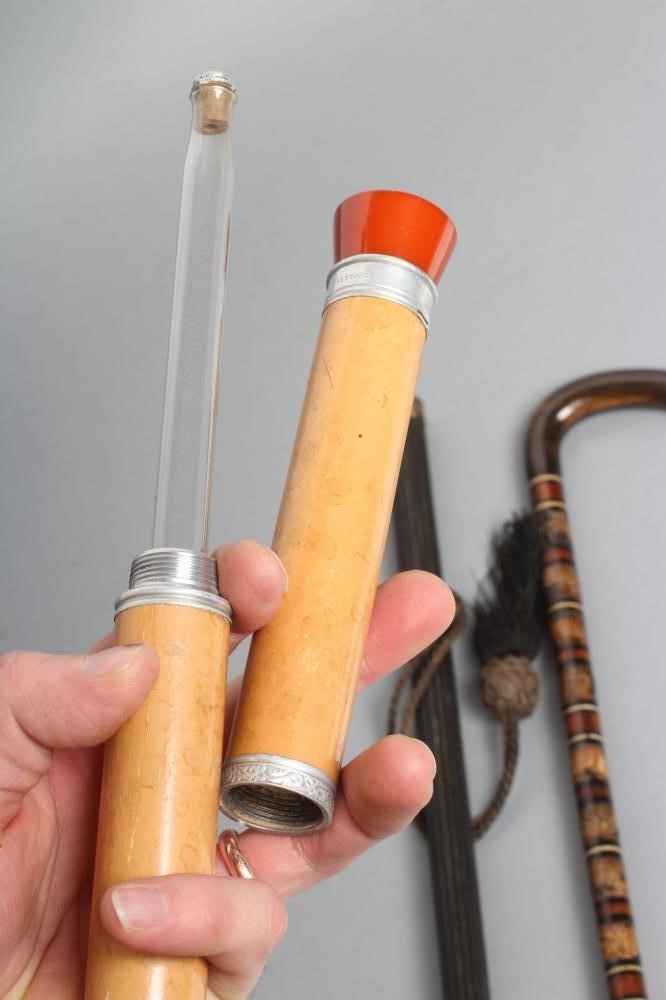 A BAMBOO HORSE MEASURING STICK with silver plated and brass mounts Image