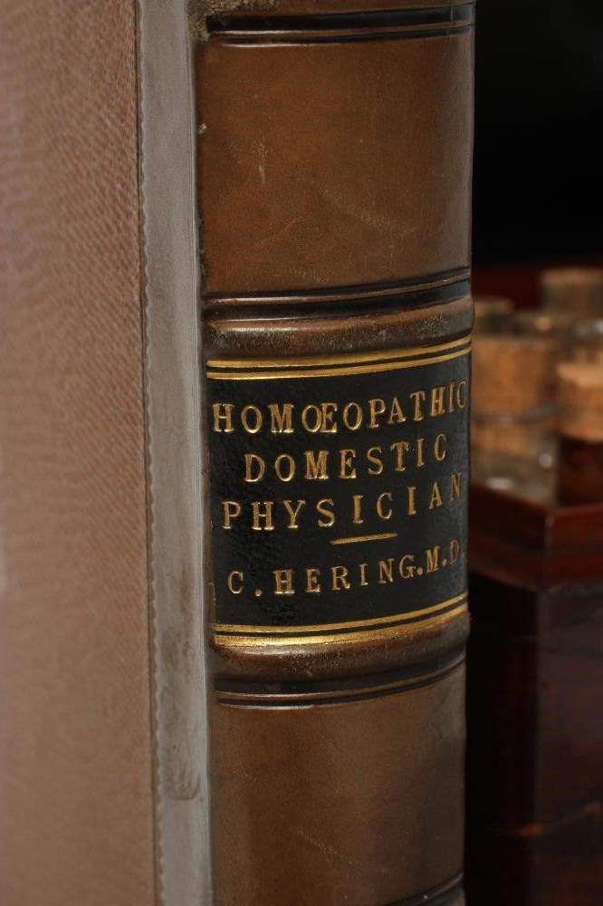 A MAHOGANY DOMESTIC HOMEOPATHIC MEDICINE CHEST by T. Turner & Co. London and Manchester Image