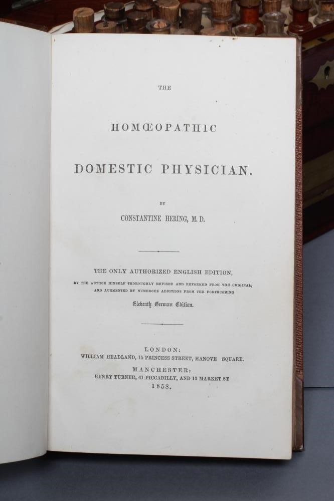 A MAHOGANY DOMESTIC HOMEOPATHIC MEDICINE CHEST by T. Turner & Co. London and Manchester Image