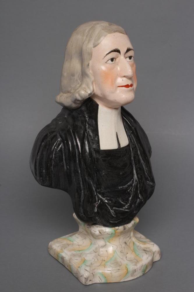 A STAFFORDSHIRE POTTERY BUST OF WESLEY Image
