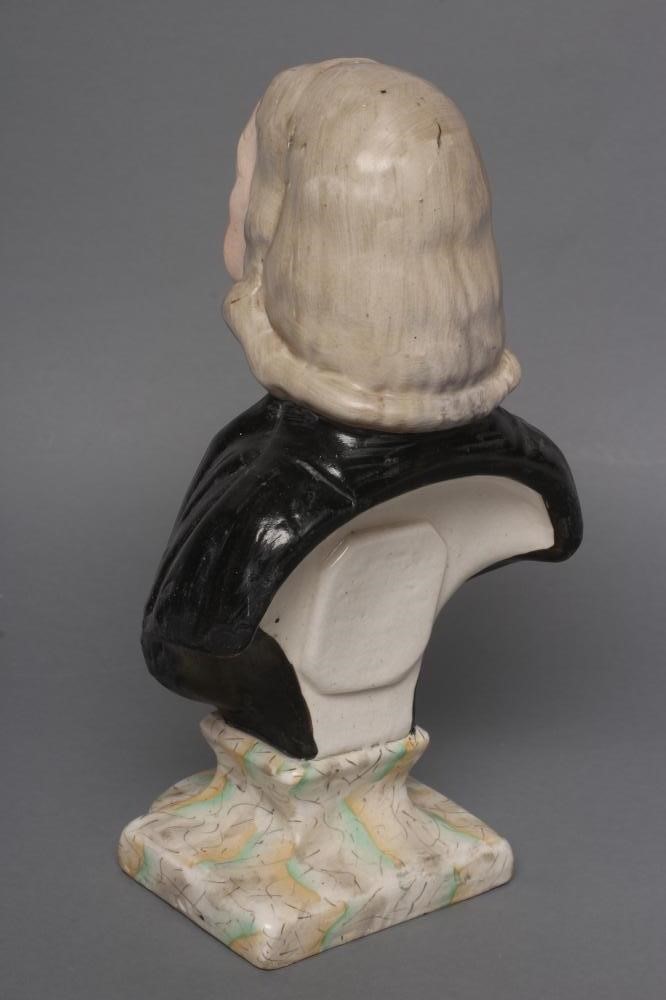 A STAFFORDSHIRE POTTERY BUST OF WESLEY Image