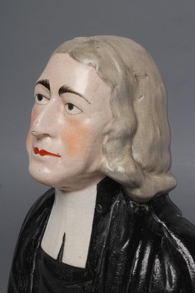 A STAFFORDSHIRE POTTERY BUST OF WESLEY Image