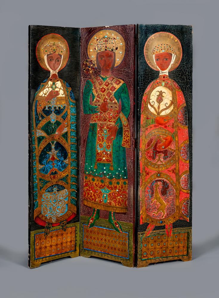 AN ARTS AND CRAFTS THREE FOLD SCREEN Image