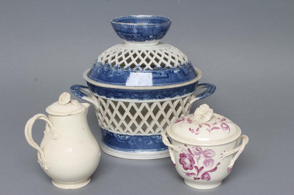 A PEARLWARE CHESTNUT BASKET Image