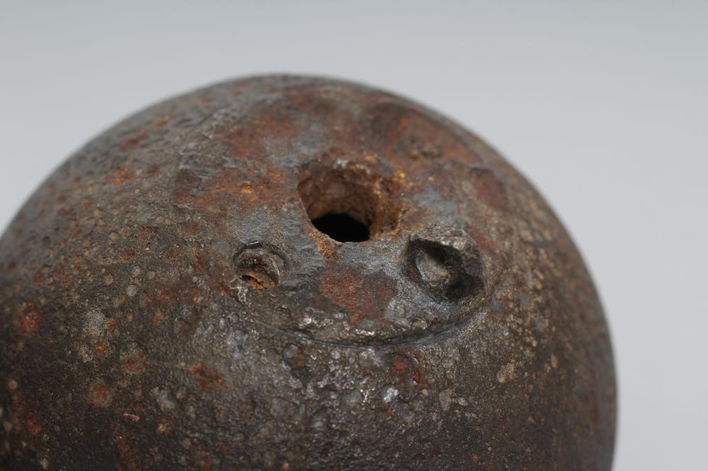 TWO CIVIL WAR PERIOD CANNON BALLS both with fuse hole and roughly 2 / 3/4" diameter (Est. plus 21% Image