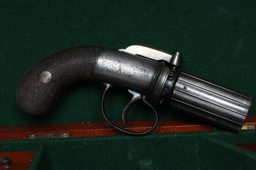A SIX SHOT .36 CAL PERCUSSION PEPPERBOX REVOLVER Image
