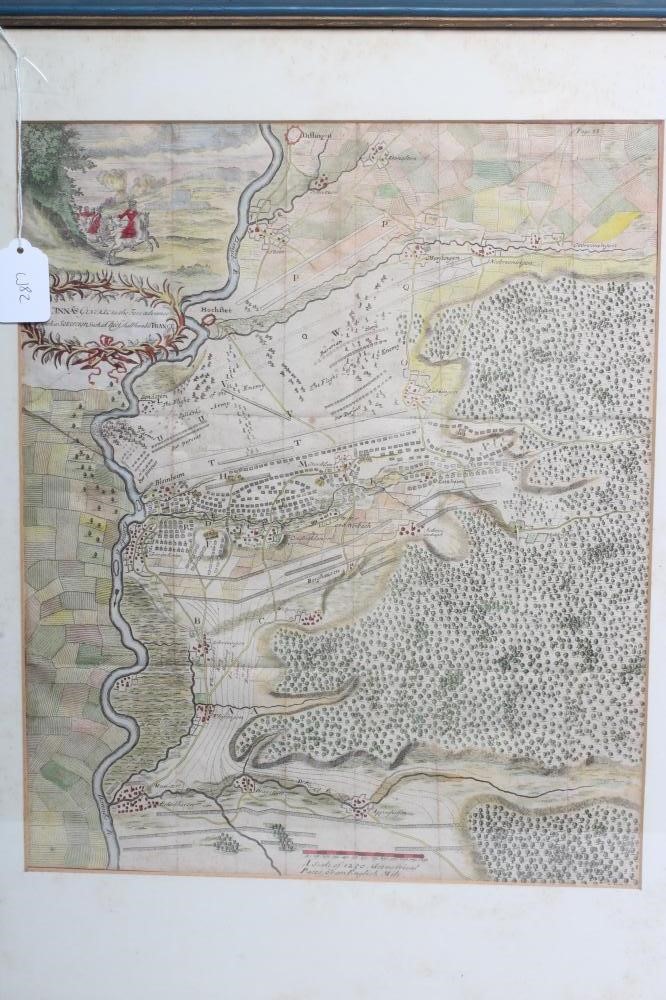 A HAND COLOURED PLAN OF THE BATTLE OF BLENHEIM Image