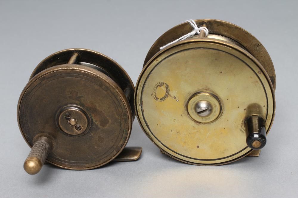 FOUR ANTIQUE BRASS FISHING REELS Image