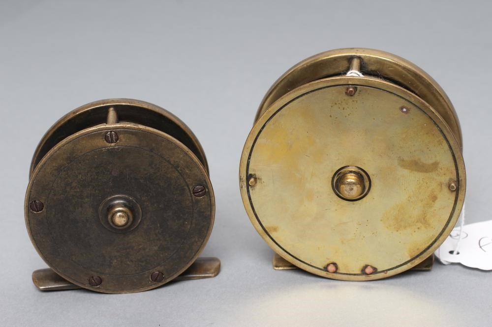 FOUR ANTIQUE BRASS FISHING REELS Image