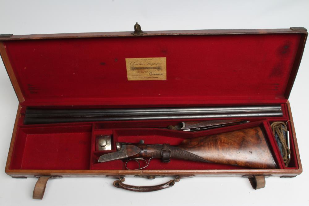 A CASED CHARLES INGRAM 12 BORE SIDE BY SIDE SHOTGUN Image