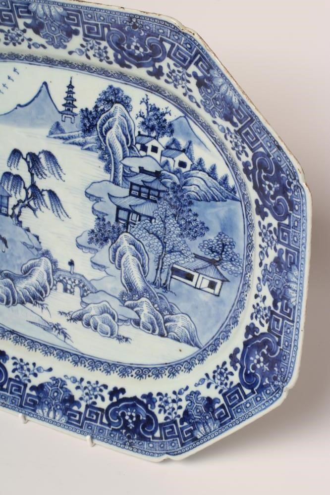 A CHINESE EXPORT PORCELAIN MEAT DISH of canted oblong form Image
