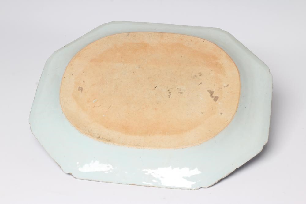A CHINESE EXPORT PORCELAIN MEAT DISH of canted oblong form Image